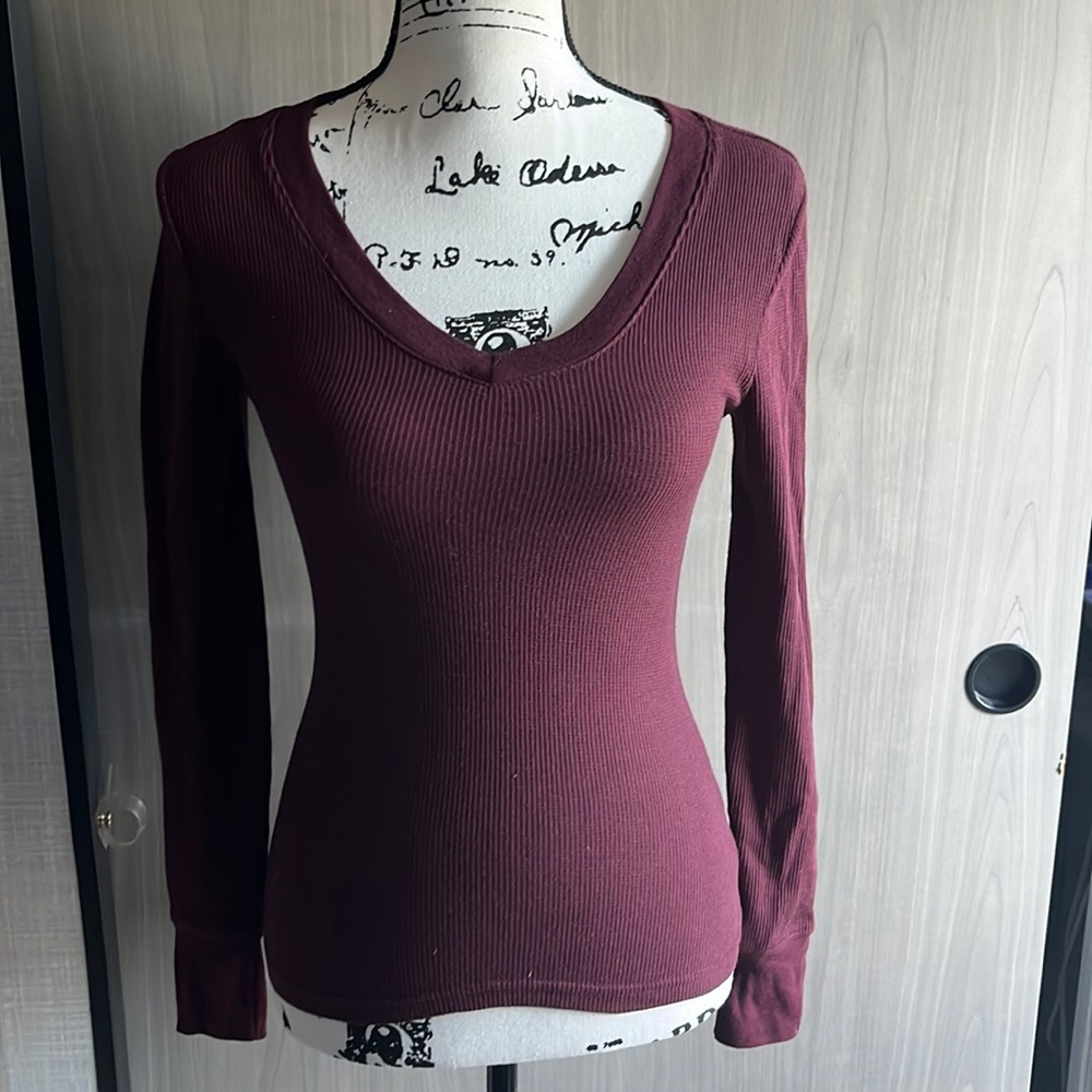 Long sleeve long John shirt eggplant purple